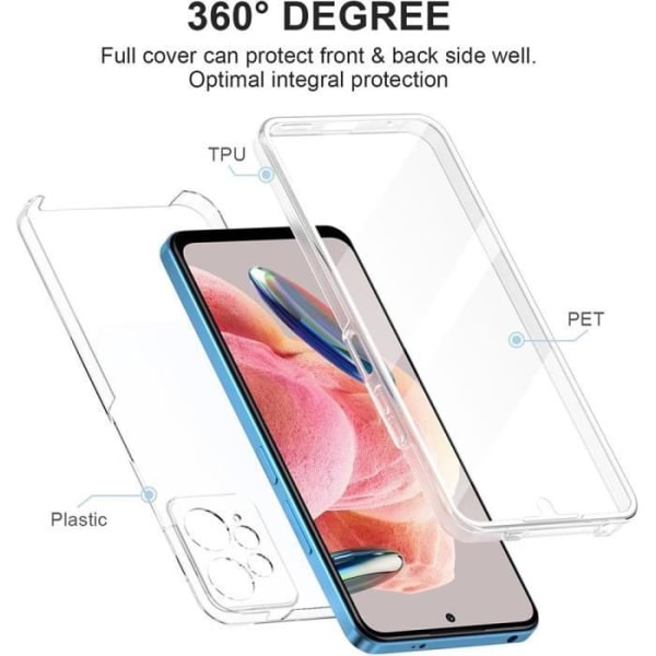 Helkroppsfodral för Xiaomi Redmi Note 13 5G (ej för 4G) Stötsäkert Anti-Rep Transparent Skydd