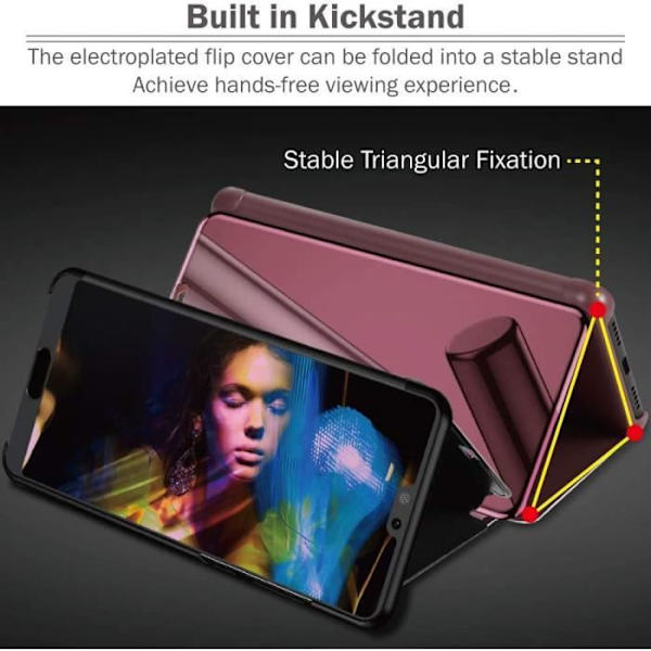 Fodral för Xiaomi Mi 11 5G, Stötsäkert Smart Transparent Fodral Cover Shell, Stående Plating Technology Clear View Mirror Phon