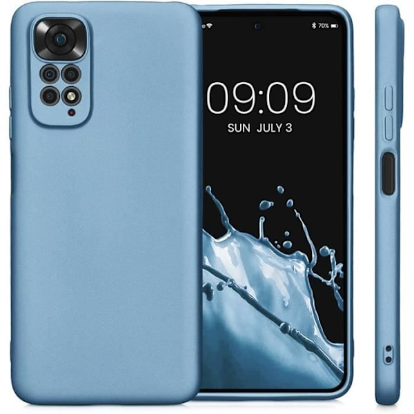 Coque Silicone - E.F.CONNECTION - För Xiaomi Redmi Note 11-11S - Stötdämpande - Rep-skydd - Antislip-textur Blå