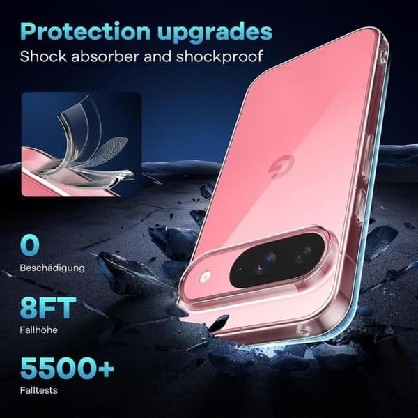 Coque och Härdat Glas - E.F.CONNECTION - för Goole Pixel 9 - Högmotståndssilikon - Stötresistent - Repåtr resistent Transparent
