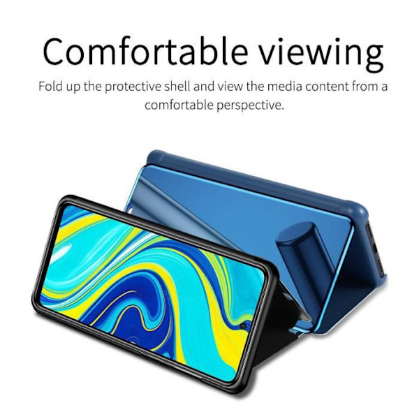 Fodral - Xiaomi - Redmi Note 9S - Spegel - Flip - Skydd med stativ Svart
