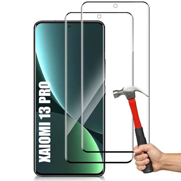 [2 delar] Härdat glas för Xiaomi 13 Pro - E.F. CONNECTION - 3D Full Protection - Svart Transparent med svart kant