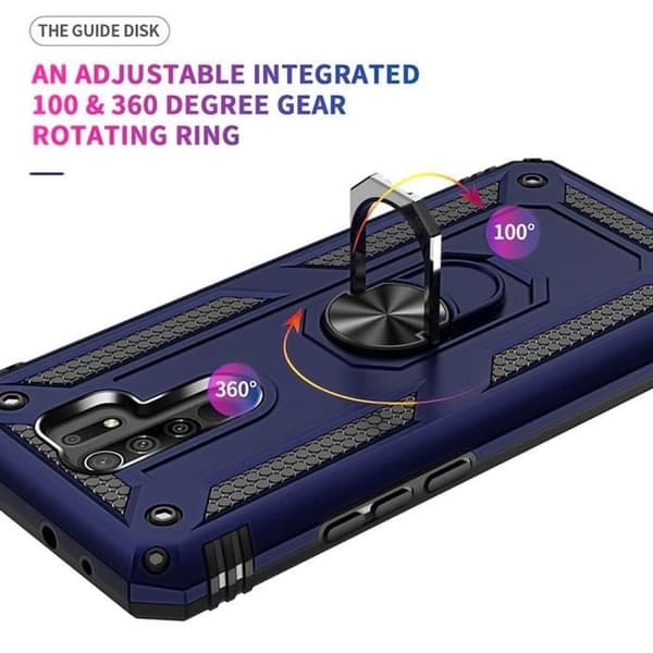 Coque - E.F.CONNECTION - För Redmi 9 - Förstärkt Skydd - Stödring - Metallplåt Blå
