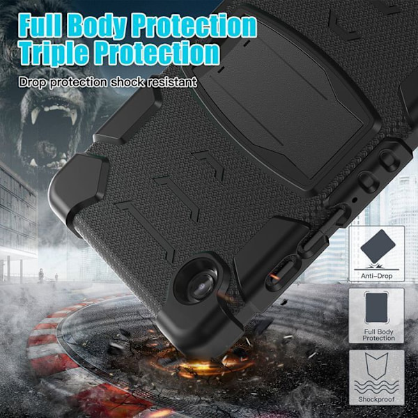 Cover til Samsung Galaxy Tab A9 (8,7 Tommer) Hel beskyttelse mod stød Hybrid med støtte - Sort Svart