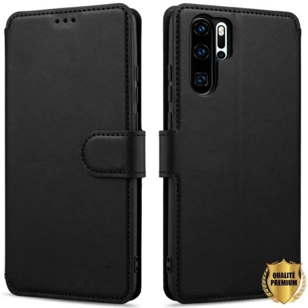 Etui til Huawei P30 Pro (6,47") i praktisk tegnebogsform med magnetisk klap, sort Svart