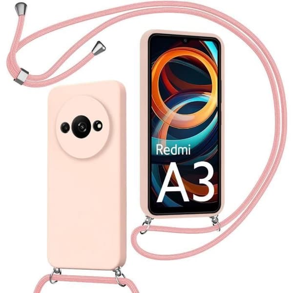 Coque - E.F.CONNECTION - för Xiaomi Redmi A3 - Rosa - Stötskydd - Justerbar axelrem Rosa