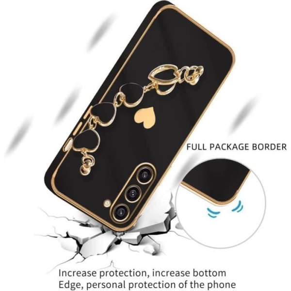 Hjärtaarmbandsfodral för iPhone 12, Stötsäkert Anti-Rapskydd Ultra Slim Lättvikt - Svart
