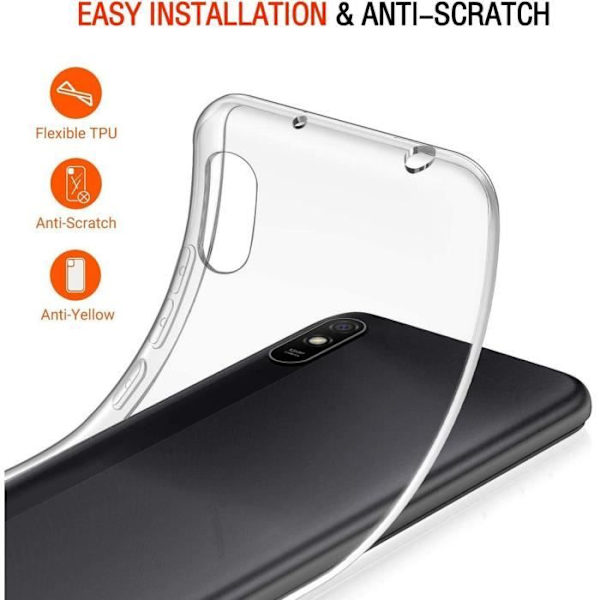 Fodral för Redmi 9A (6,53 tum) högresistent silikon anti-chock Transparent