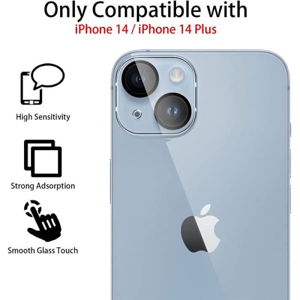 2 x härdat glas kameralinsskydd för iPhone 14 Plus (6,7") Transparent