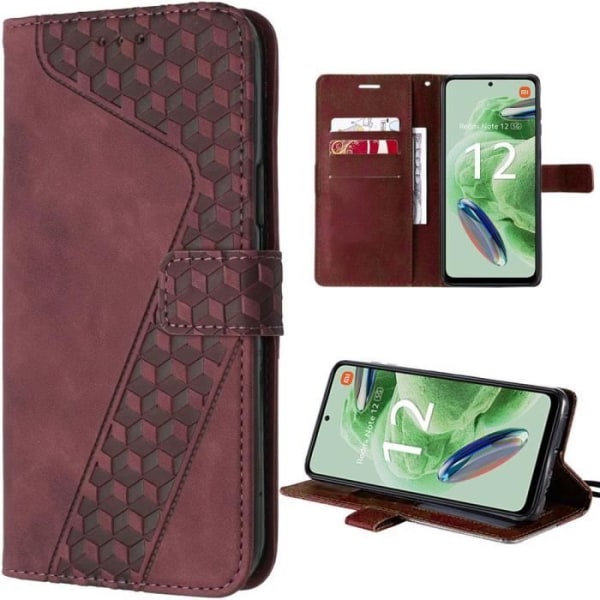 Coque - E.F.Connection - Redmi Note 12 5G - Röd - Etui i konstläder - Fack för kort Röd