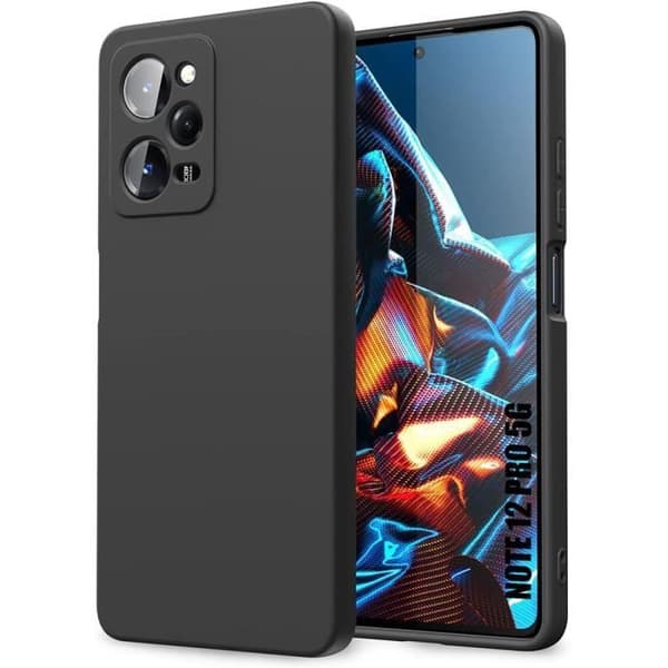 Coque - E.F.CONNECTION - För Xiaomi Redmi Note 12 Pro 5G - Flytande Silikon - Ultra Slim - Hållbart Skydd Svart