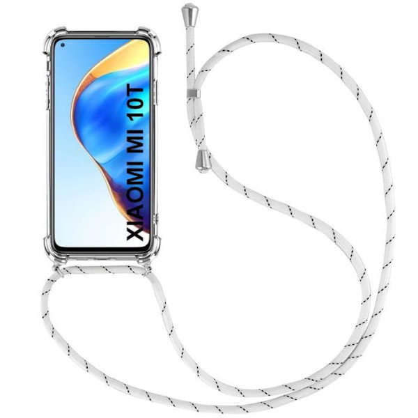 Skyddsfodral för Xiaomi Mi 10T - E.F.CONNECTION - Stötsäker TPU med vit sladd Transparent-Vit