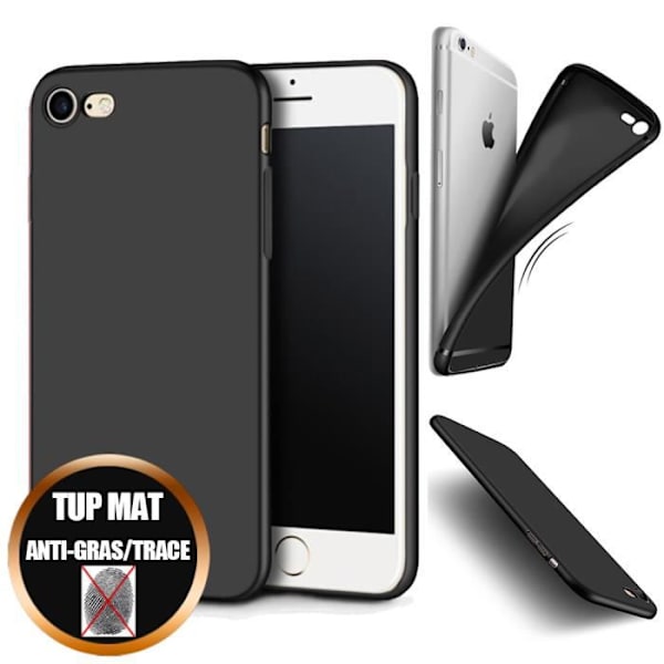 iPhone 8 Cover - Stødabsorberende - Silikone TPU - Ultra Tynd - Mat Finish - Sort Svart