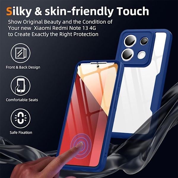Coque - Xiaomi - Redmi Note 13 5G - Mörkblå - 360 Graders Skydd - Hård marinblå