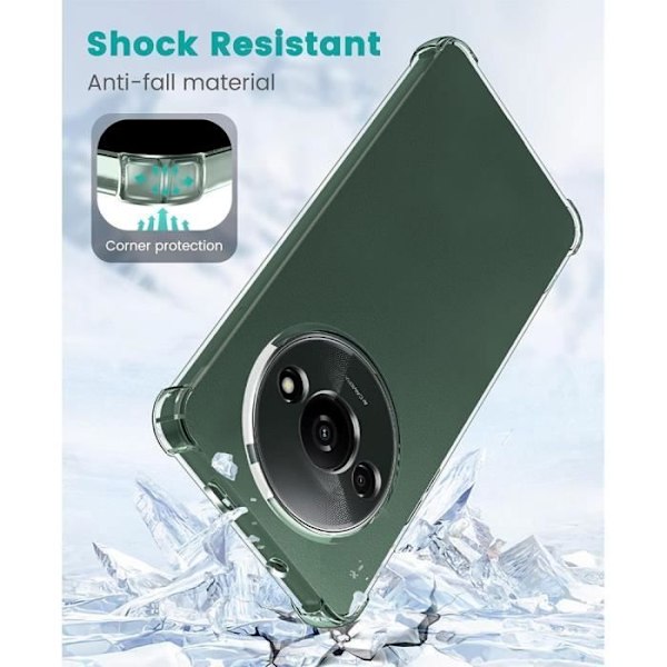 Mobilskal för Xiaomi Redmi A3 - E.F.CONNECTION - Silikon TPU - Stöttålig - Transparent - 2 Härdat Glas Transparent