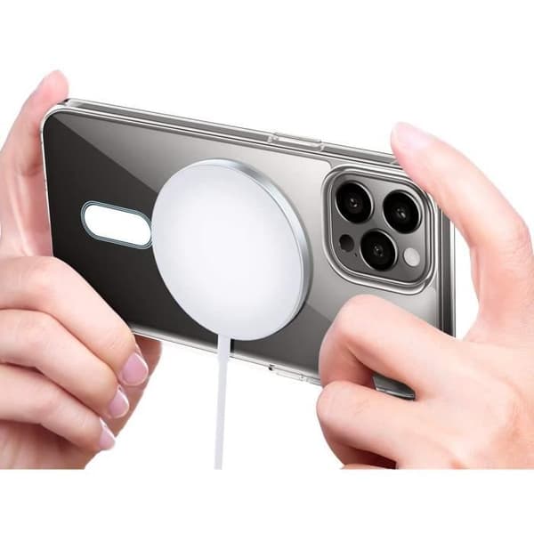 Skyddsfodral - E.F.CONNECTION - för iPhone 13 Pro - Mjuk - Transparent - Magnetisk Transparent
