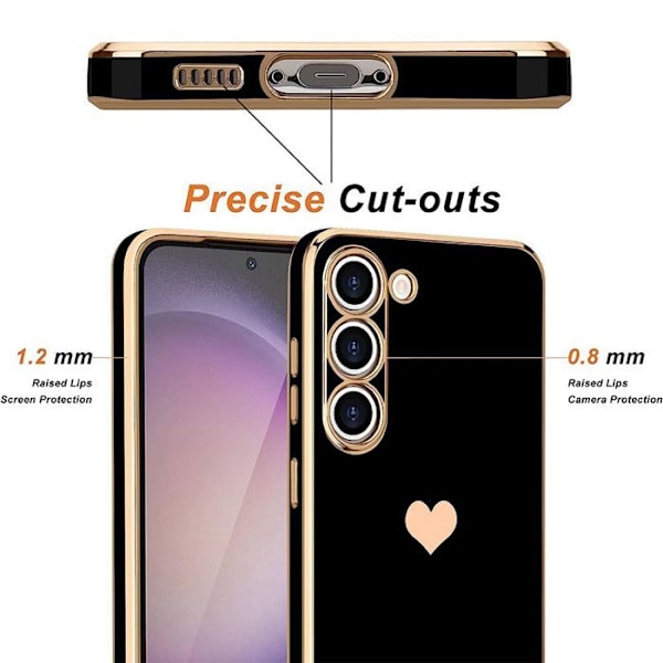Coque til Xiaomi 15 Ultra, med Hjerte Mønster Anti-Ridse Blød TPU Sort + 2 Temperede Glas Svart