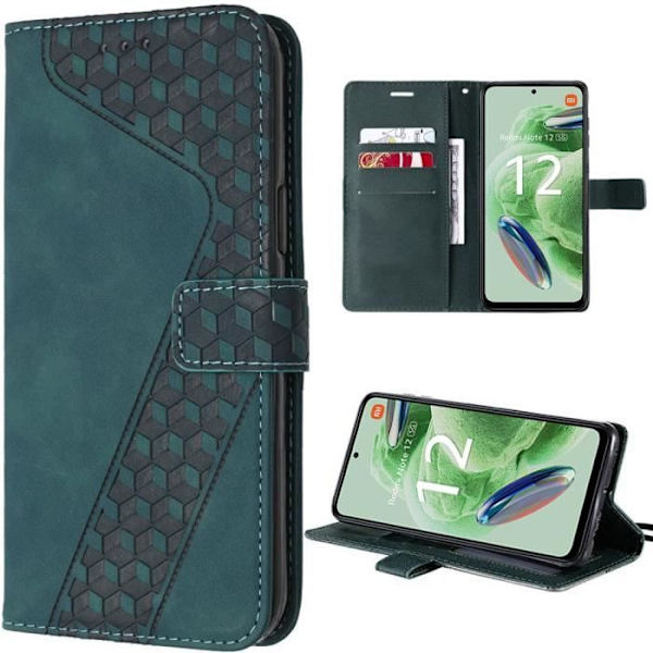 Coque - E.F.Connection - Redmi Note 12 5G - PU-läder - Kortfodral - Video Stöd - Grön Grön