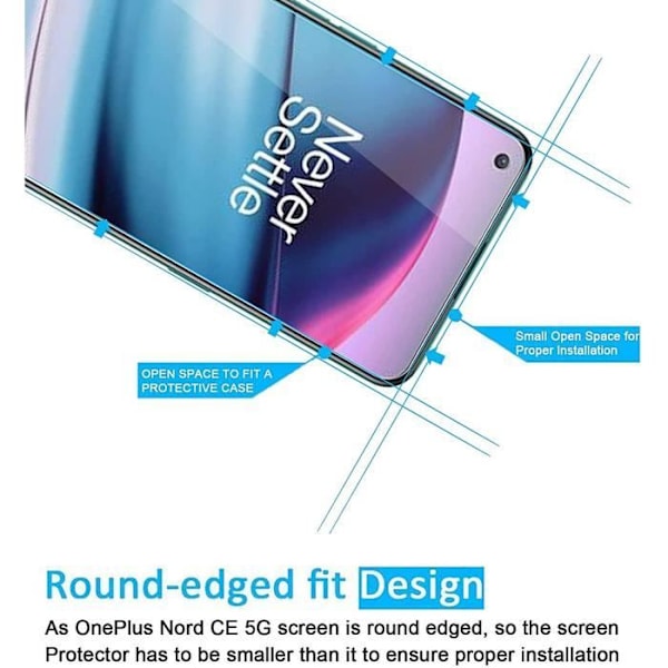 Skyddsglas – E.F.CONNECTION – One Plus Nord CE 5G – Härdat glas – Repbeständig – Snabb installation Transparent