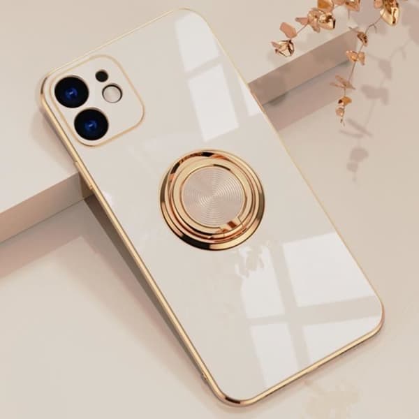Skyddsskal - LYX - för iPhone 13 Pro Max - Mjuk - Stötsäker - Guldkant Vit