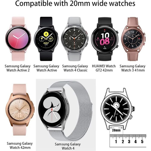 Armband för Samsung Galaxy Watch 7/6/5/4/3 40mm/42mm/43mm/44mm/46mm/46mm/47mm - Milanese Rostfritt Stål Rosa Rosa