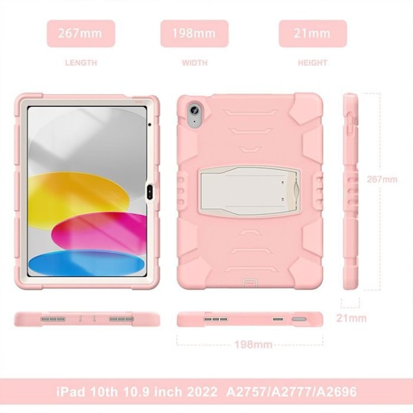 Coque för iPad A16 (11") / iPad 10 2022 (10,9" 10e Generation) Heltäckande Stötabsorberande Hård Skydd Rosa Rosa