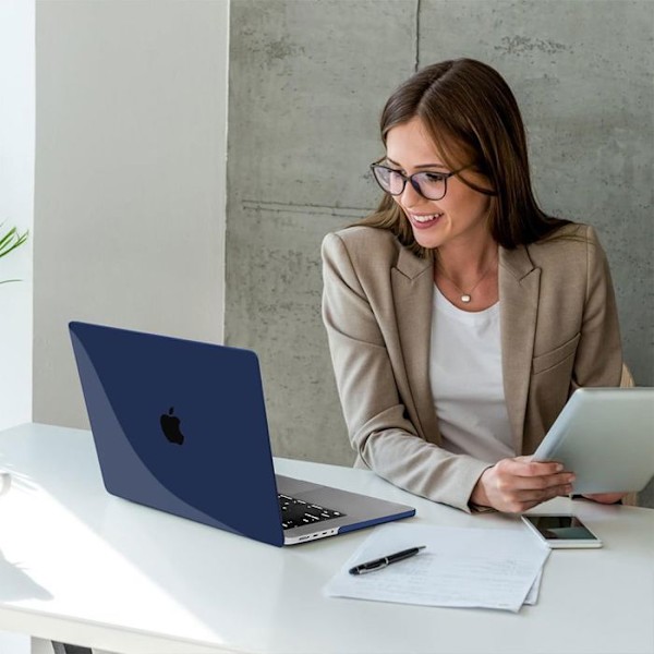 Skydd för MacBook Pro 16 Tum M4 M3 M2 M1 Pro/Max 2024 2023 2021, Hård Antihalk Effekt Blank - Mörkblå marinblå