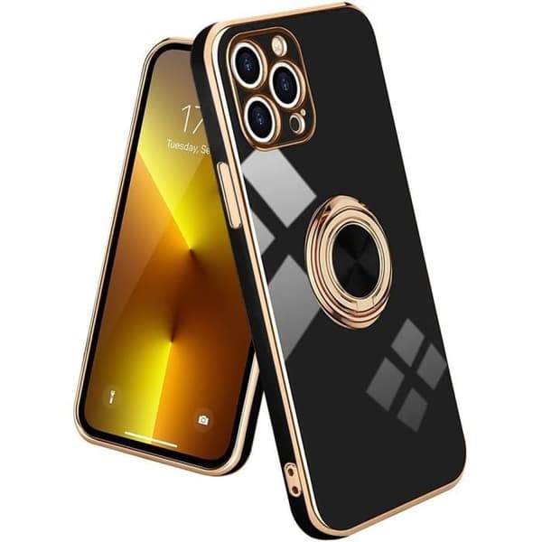 Coque Anneau - Lyx - för iPhone 13 Pro Max - Svart - Stötresistent - Repfria Svart