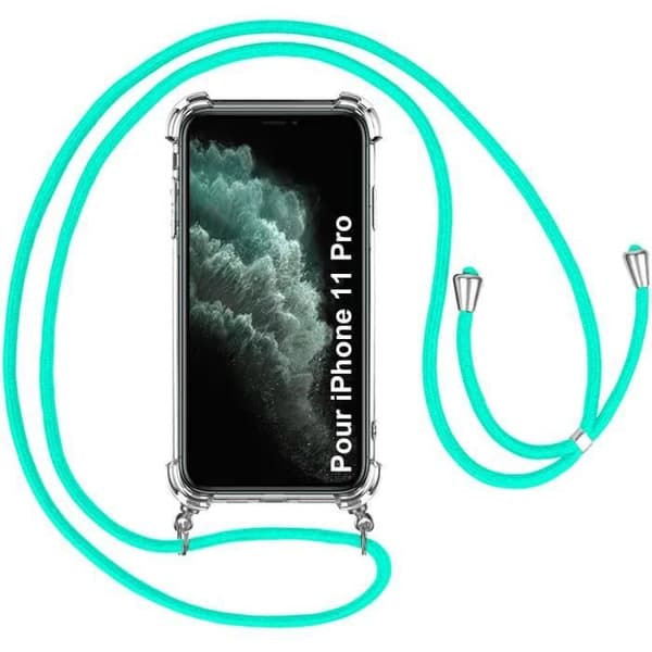 Halsrem - för iPhone 11 Pro - Grön - Silicone TPU - Stötsäker - Mjuk Transparent-Grön