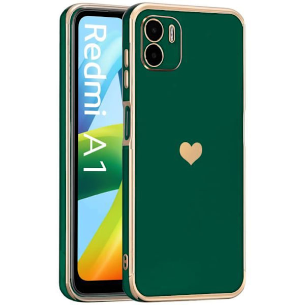 Fodral till Xiaomi Redmi A1 Midnight Green Heart Pattern TPU Stötsäker Mjuk Anti-Scratch