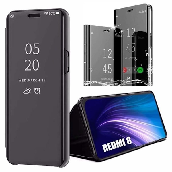 Skyddshölje för Redmi 8 (6,21") - E.F.CONNECTION - Spegelfönstereffekt Genomskinlig Solid - Svart svart