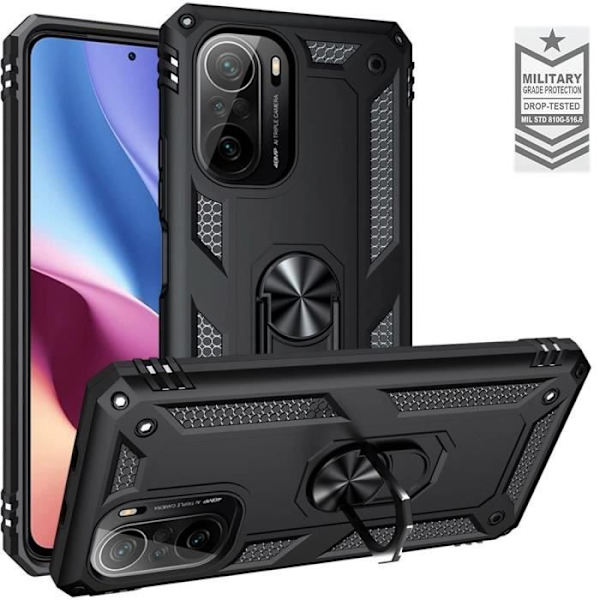 Skyddsskal - E.F.CONNECTION - Xiaomi Mi 11i - Mjuk silikon - Stöd-ring - Svart Svart
