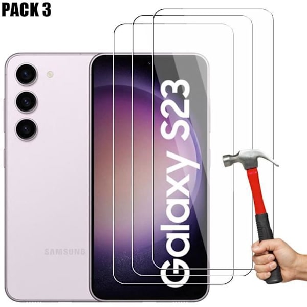 Härdat glas för Samsung Galaxy S23 Enkel installation Anti-scratch Pack om 3 Transparent