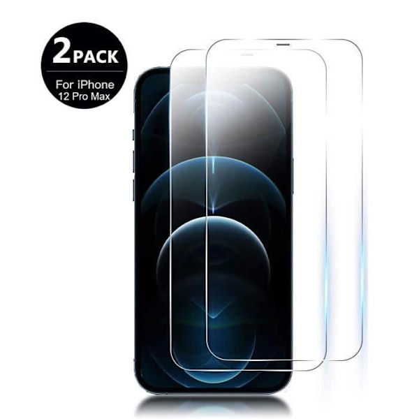 Skydd för Skärm - E.F.CONNECTION - för iPhone 12 Pro Max - Härdat Glas 9H - Transparent - Paket med 2 Stycken