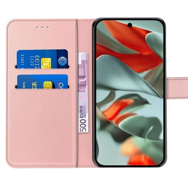 Heltäckande skal - för Google Pixel 9 Pro XL - PU-läder - Stötsäker - Rosa Ros