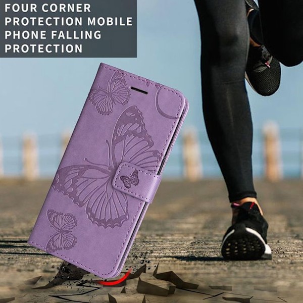 Skydd för Xiaomi Redmi Note 14 Pro 5G (inte för 4G) Skydd Effekt Läder Stöttålig Fjärilsmönster - Lila Lila