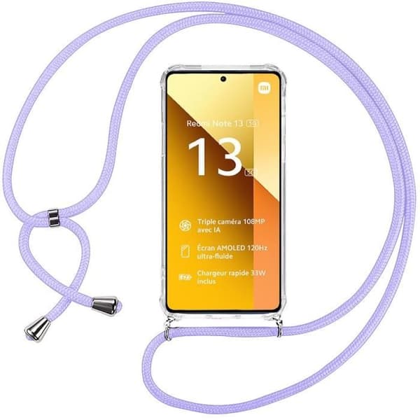 Coque - E.F.CONNECTION - för Xiaomi Redmi Note 13 5G - Flexibel - Förstärkta hörn - Lila rem Lila
