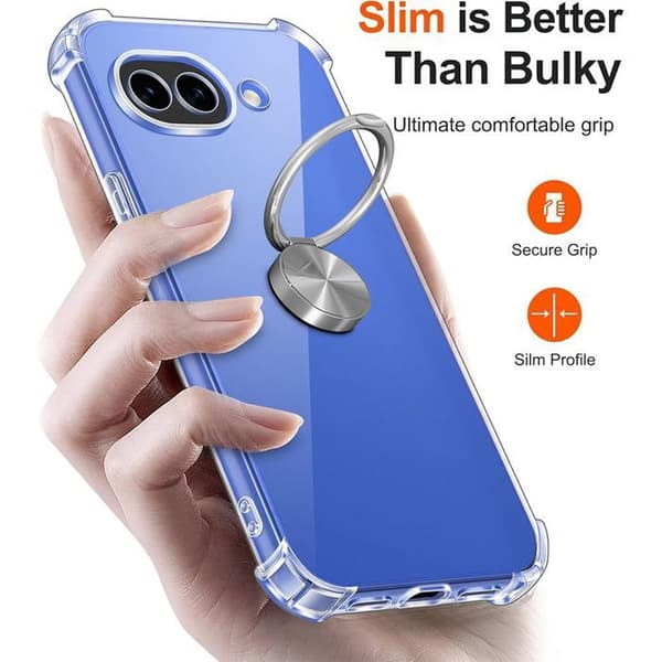 Skyddsfodral för Google Pixel 10a, Stötsäker Transparent med Justerbart Silverringstöd Argenté, Transparent