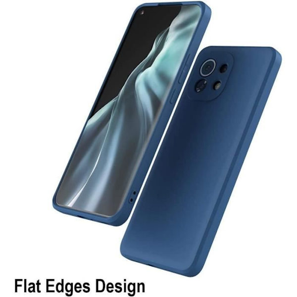 Etui til Xiaomi Mi 11 + 2 Rygbeskyttelse af hærdet glas Ensfarvet lys marineblå