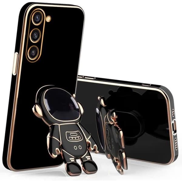 Coque - E.F.CONNECTION - för iPhone 14 Plus - Stötbeständig - 3D Astronautstöd - Svart Svart