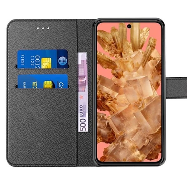 Fodral till Google Pixel 8, skyddsflik Anti-skrapa Stötsäkert mjukt syntetiskt läder - svart