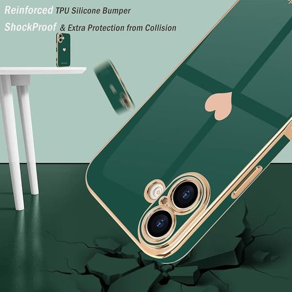 Skyddsskal - E.F.Connection - för iPhone 17 Pro - Silikon Mönster Hjärta Repfria Nattgrön Nattgrönt