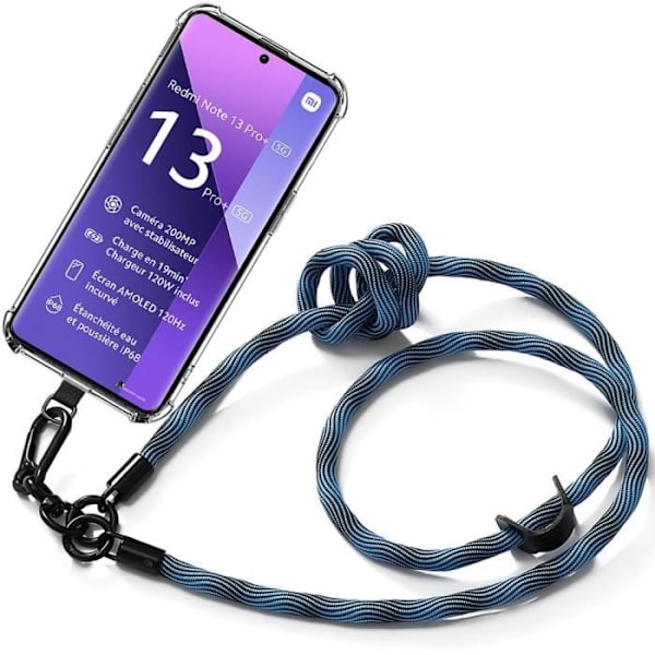 Coque - E.F.CONNECTION - För Xiaomi Redmi Note 13 Pro+ 5G - Stöttålig Skydd - Robust Rem - Blå Blå