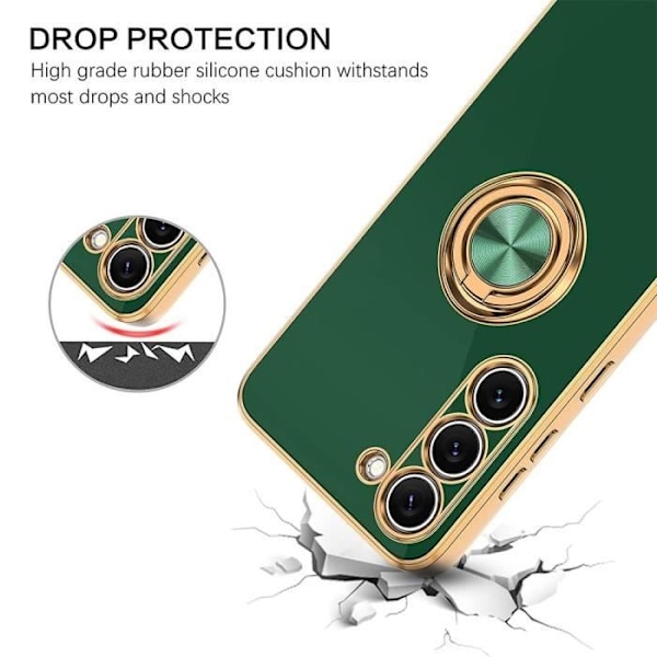 Coque - Xiaomi - Redmi 13C - Silikone hybrid - 360° roterende støtte - Stødabsorberende - Mørkegrøn Midnattsgrönt