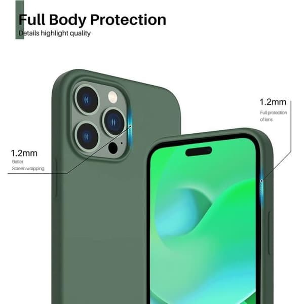 Skyddshölje - E.F.CONNECTION - för iPhone 14 Pro Max - Mjuk - Mörkgrön - 2 Härdade Glas Nattgrönt