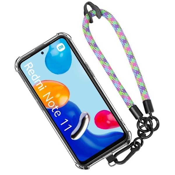 Coque - Xiaomi - Redmi Note 11/11S - Stødabsorberende - Transparent - Multifarvet Armbånd Flerfärgad