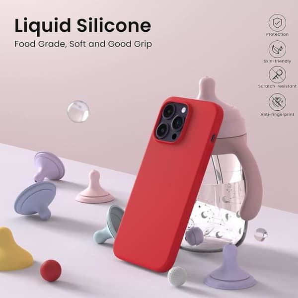 Coque - E.F.CONNECTION - för iPhone 15 Pro - Mjuk - Stötte tålig - Härdat glas Röd