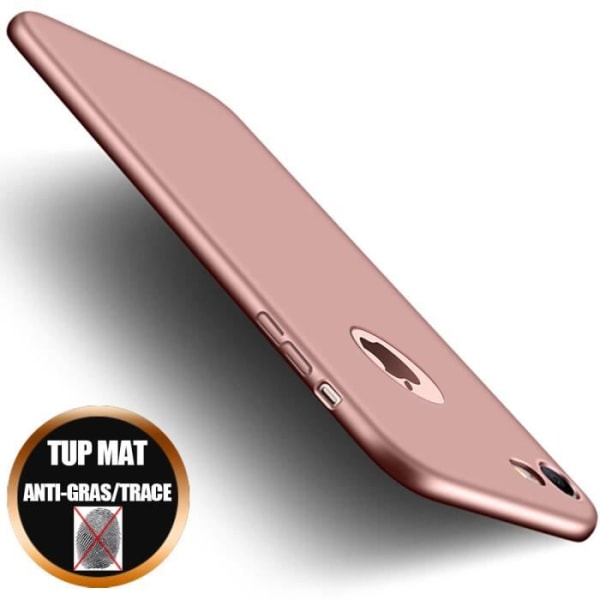 Hærdet glas + iPhone 8 Ultra Slim Anti-Shock Gel Silikone Cover - Mat Pink Rosa