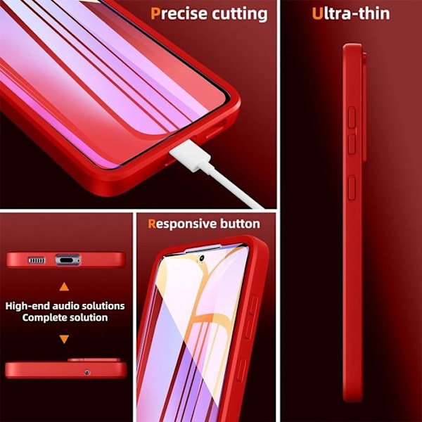 Fodral för Xiaomi 15 Pro - Heltäckande Anti-Reptålig Framsida TPU Mjuk och Bakdel PC Hård - Röd Röd