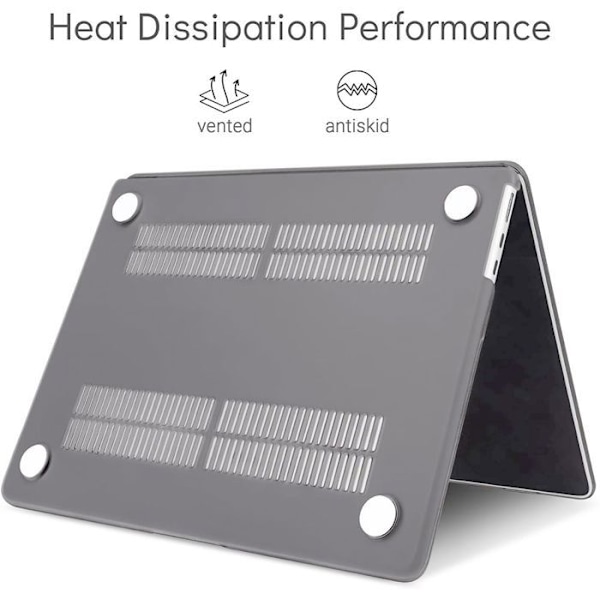 Coque til MacBook Air 15 Tommer M4 M3 M2 2025 2024 2023, Hård Slagbeskyttelse Scratch-Resistant Mat Finish - Grå Grå
